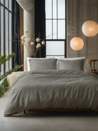 Dekbedovertrek katoen Mellow Stone grijs 240 x 220 cm, met 2 kussenslopen 60 x 70 cm