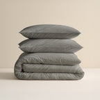 Dekbedovertrek katoen Mellow Stone grijs 240 x 220 cm, met 2 kussenslopen 60 x 70 cm