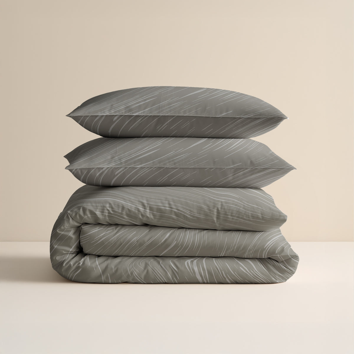 Dekbedovertrek katoen Mellow Stone grijs 240 x 220 cm, met 2 kussenslopen 60 x 70 cm