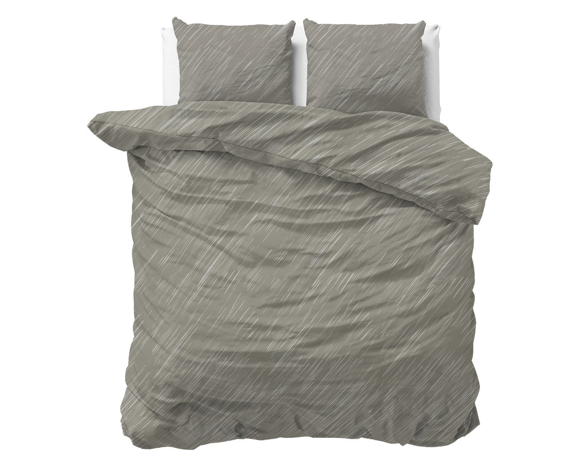 Dekbedovertrek katoen Mellow Stone grijs 240 x 220 cm, met 2 kussenslopen 60 x 70 cm