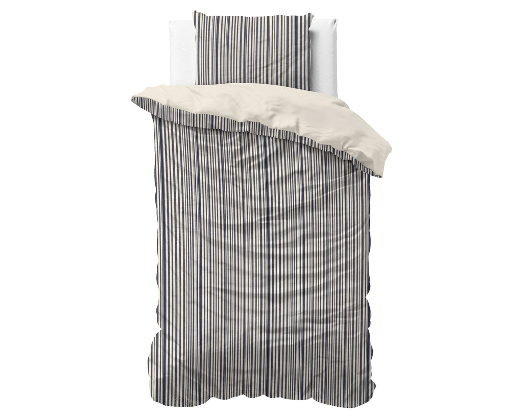 Dekbedovertrek katoen Regatta gestreept blauw 140 x 220 cm, met 1 kussensloop 60 x 70 cm