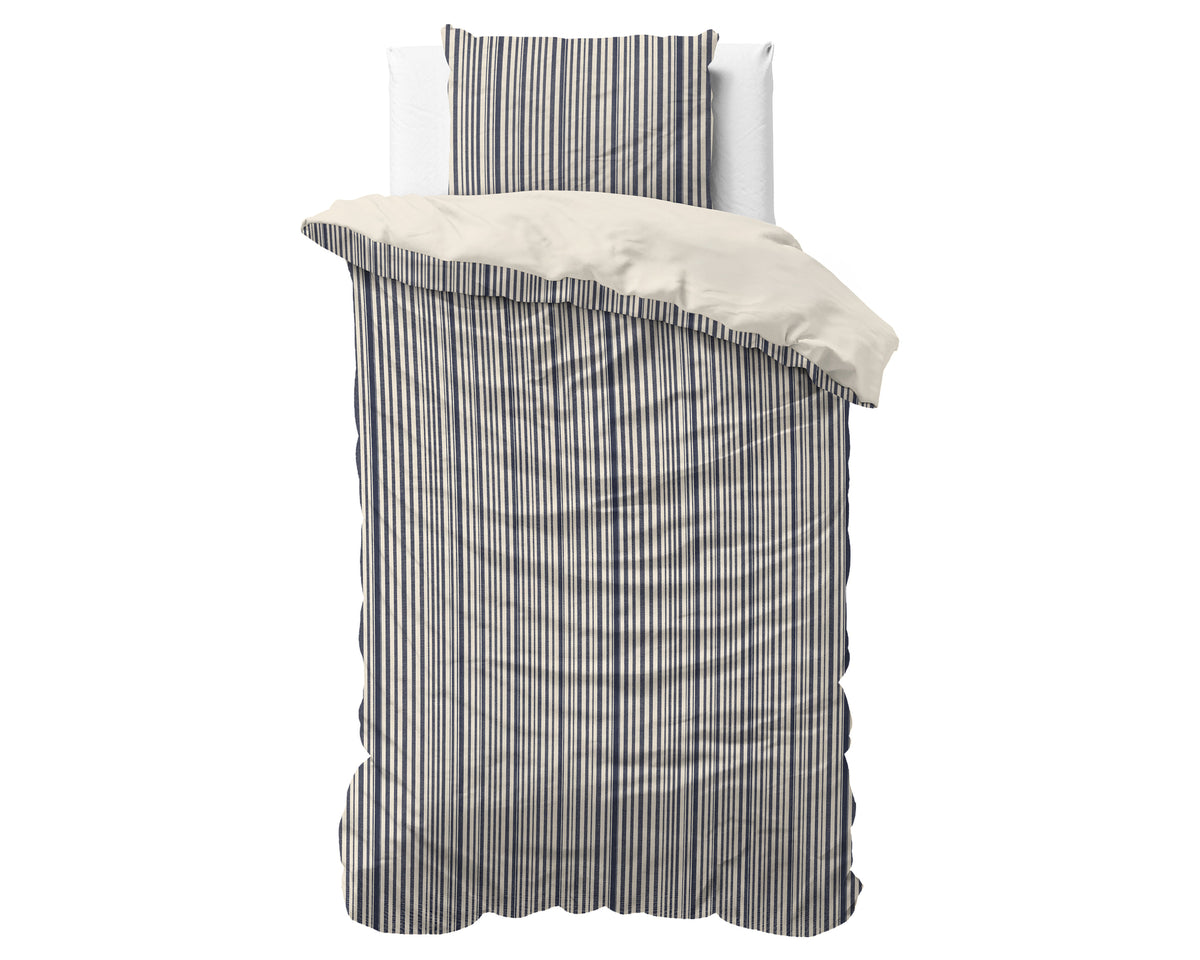 Dekbedovertrek katoen Regatta gestreept blauw 140 x 220 cm, met 1 kussensloop 60 x 70 cm
