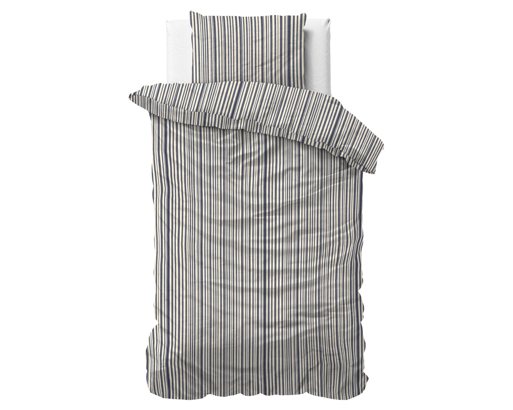 Dekbedovertrek katoen Regatta gestreept blauw 140 x 220 cm, met 1 kussensloop 60 x 70 cm