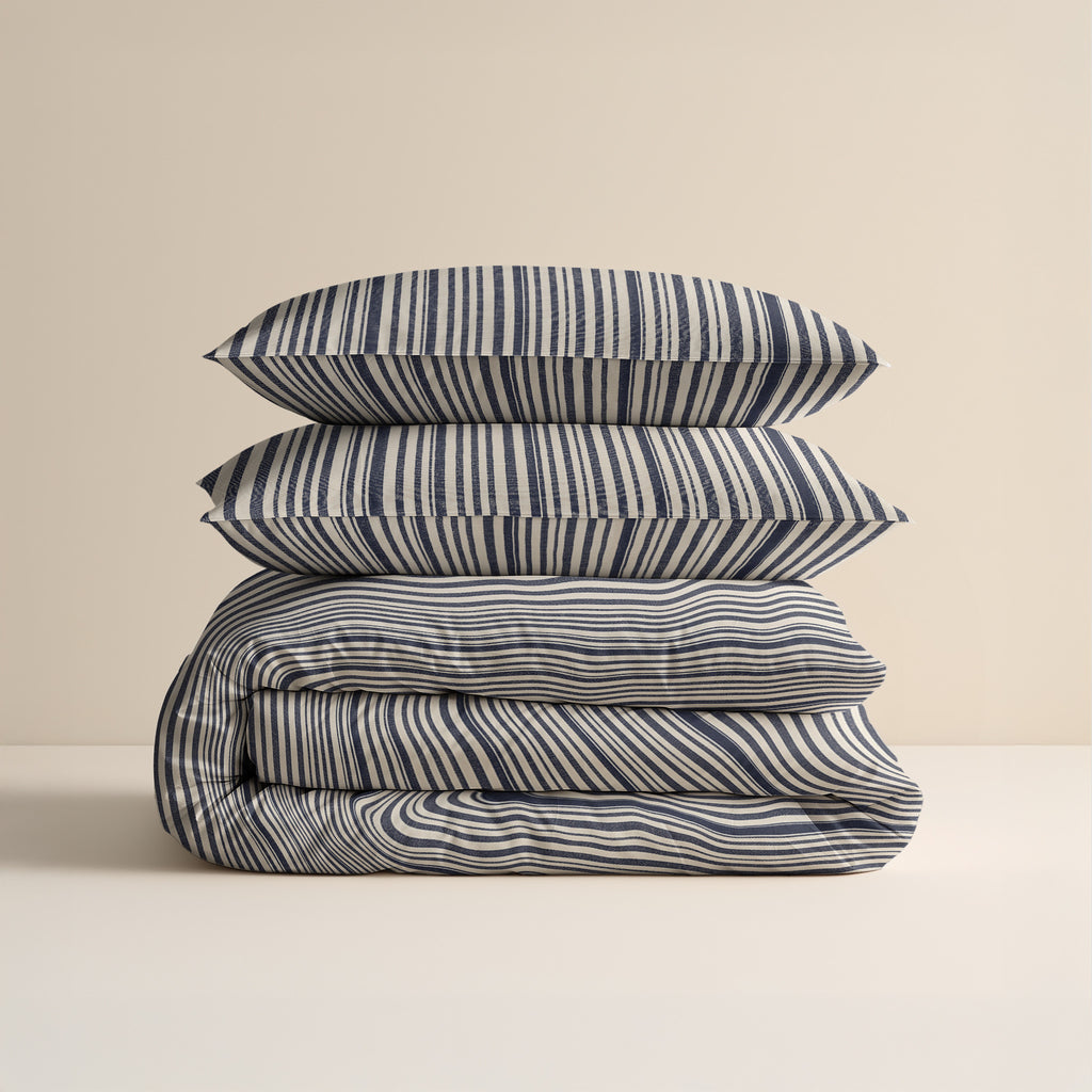 Dekbedovertrek katoen Regatta gestreept blauw 140 x 220 cm, met 1 kussensloop 60 x 70 cm