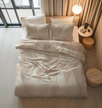 Dekbedovertrek katoen Blush Hoeken zand beige 200 x 220 cm, met 2 kussenslopen 60 x 70 cm