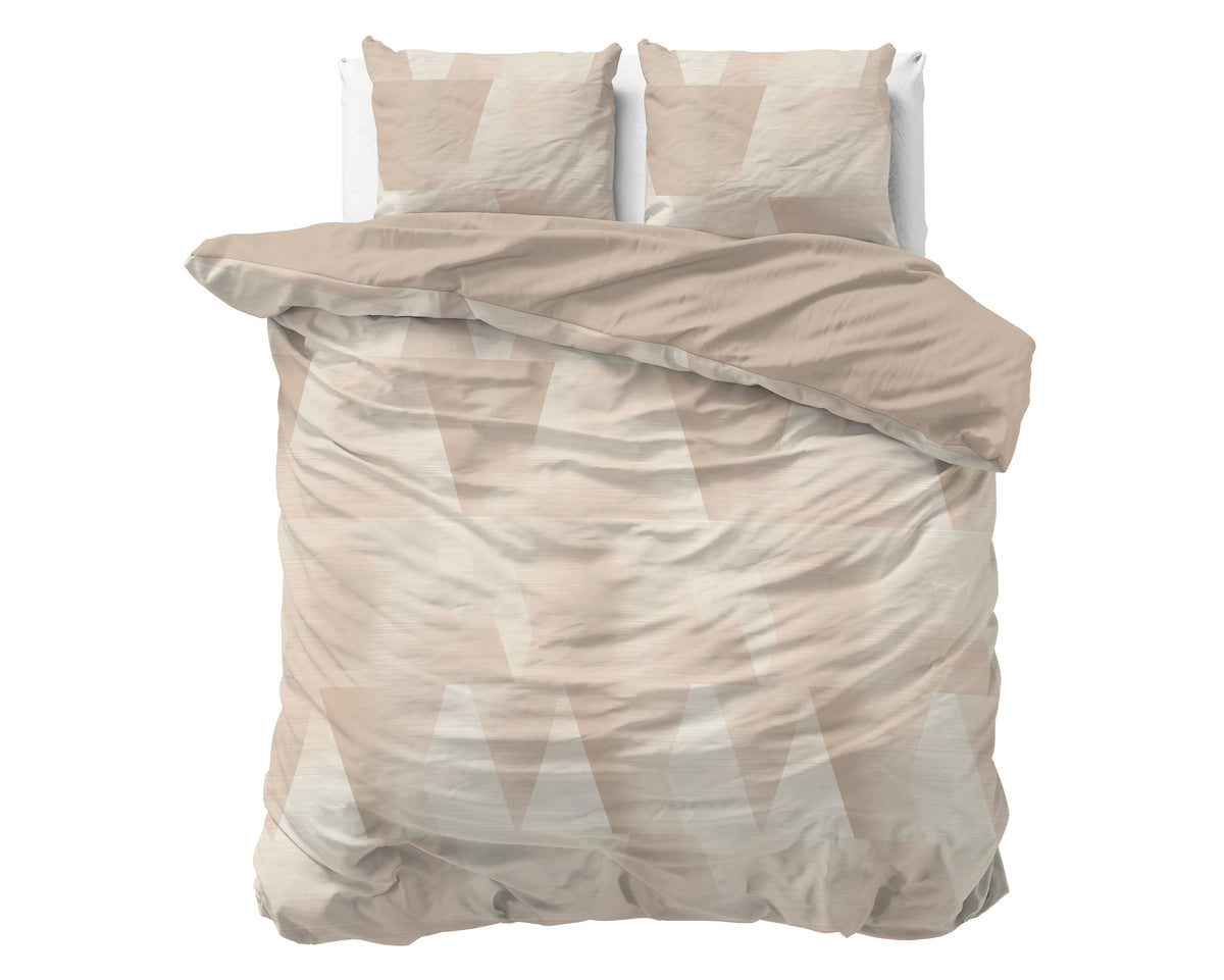 Dekbedovertrek katoen Blush Angles zand beige 240 x 220 cm, met 2 kussenslopen 60 x 70 cm