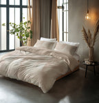 Dekbedovertrek katoen Blush Angles zand beige 240 x 220 cm, met 2 kussenslopen 60 x 70 cm