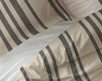 Dekbedovertrek katoen Lineair gestreept zand 200 x 220 cm, met 2 kussenslopen 60 x 70 cm