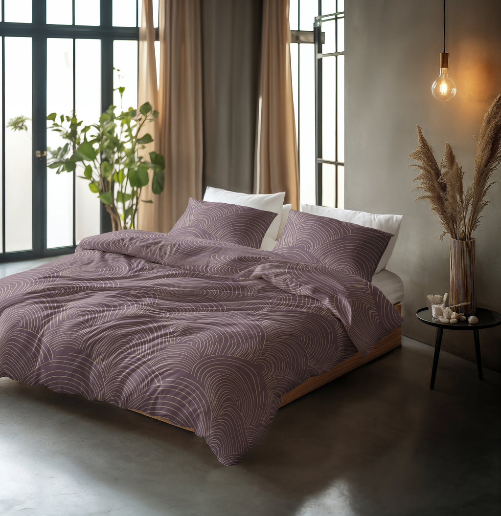 Dekbedovertrek katoen Dreamscape paars 140 x 220 cm, met 1 kussensloop 60 x 70 cm