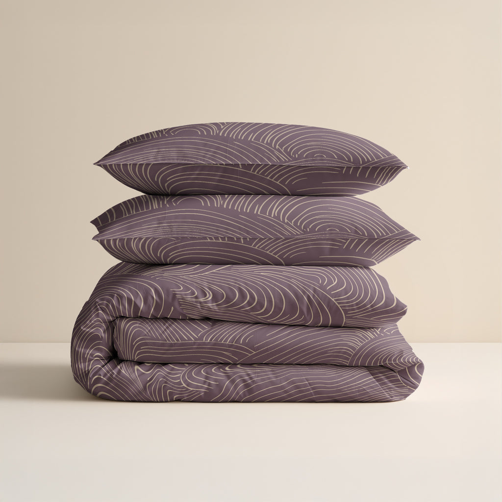 Dekbedovertrek katoen Droomlandschap paars 200 x 220 cm, met 2 kussenslopen 60 x 70 cm