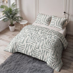 Lazy dekbed polyester microvezel Eran groen/wit 140 x 200 cm, dekbed en overtrek in één met kussensloop