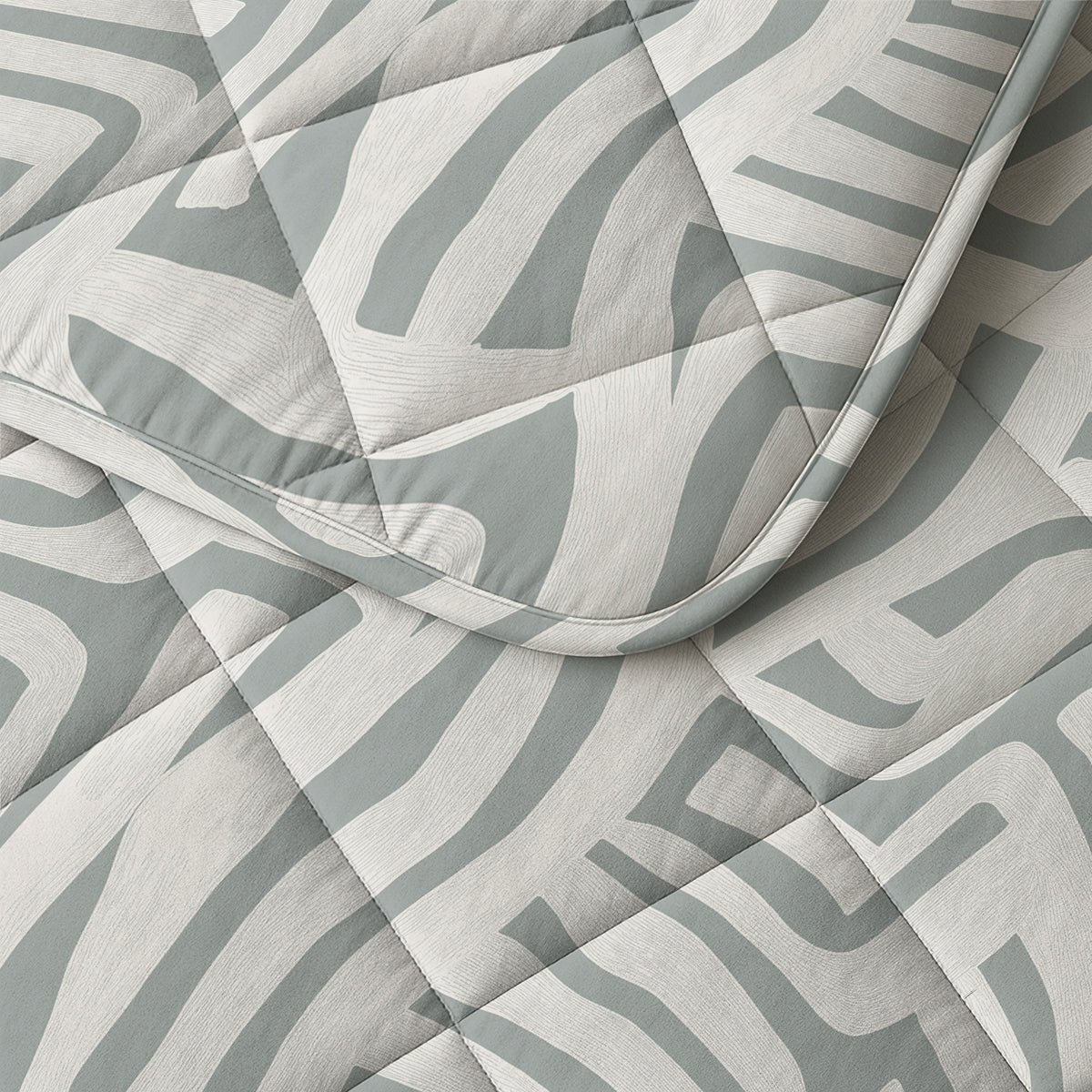 Lazy dekbed polyester microvezel Eran groen/wit 140 x 200 cm, dekbed en overtrek in één met kussensloop