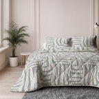 Lazy dekbed 2-in-1 met geïntegreerd overtrek polyester microvezel groen/wit 240 x 200 cm, met 2 kussenslopen