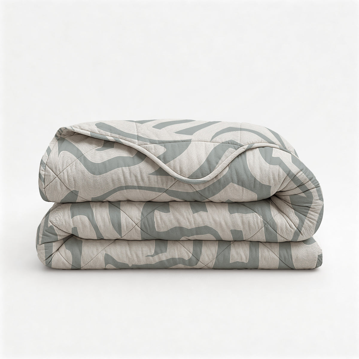 Lazy dekbed 2-in-1 met geïntegreerd overtrek polyester microvezel groen/wit 240 x 200 cm, met 2 kussenslopen