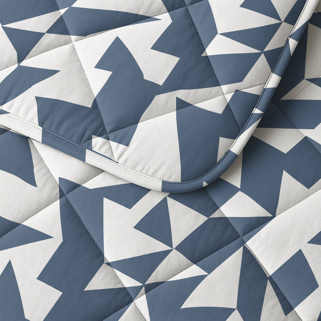 Lazy dekbed polyester microvezel Mado blauw wit 140 x 220 cm, dekbed en overtrek in één, met kussensloop