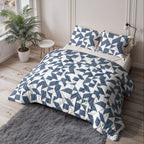 Lazy dekbed polyester microvezel blauw wit grafisch dessin 200 x 220 cm, met 2 kussenslopen 60 x 70 cm