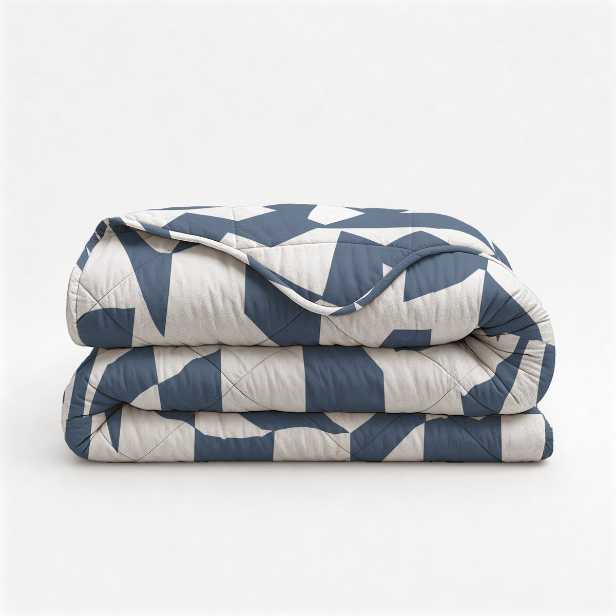 Lazy dekbed polyester microvezel blauw wit grafisch dessin 200 x 220 cm, met 2 kussenslopen 60 x 70 cm