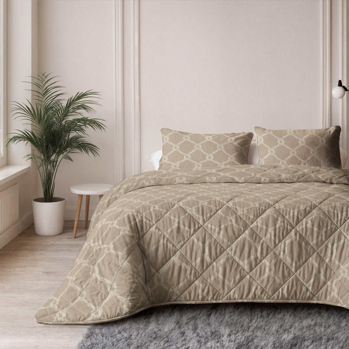 Lazy dekbed alles-in-één polyester microvezel zand, 200 x 220 cm, met 2 kussenslopen 60 x 70 cm