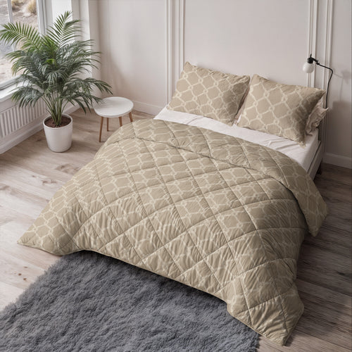 Lazy dekbed Venzo polyester microvezel zand 240 x 220 cm, met 2 kussenslopen 60 x 70 cm