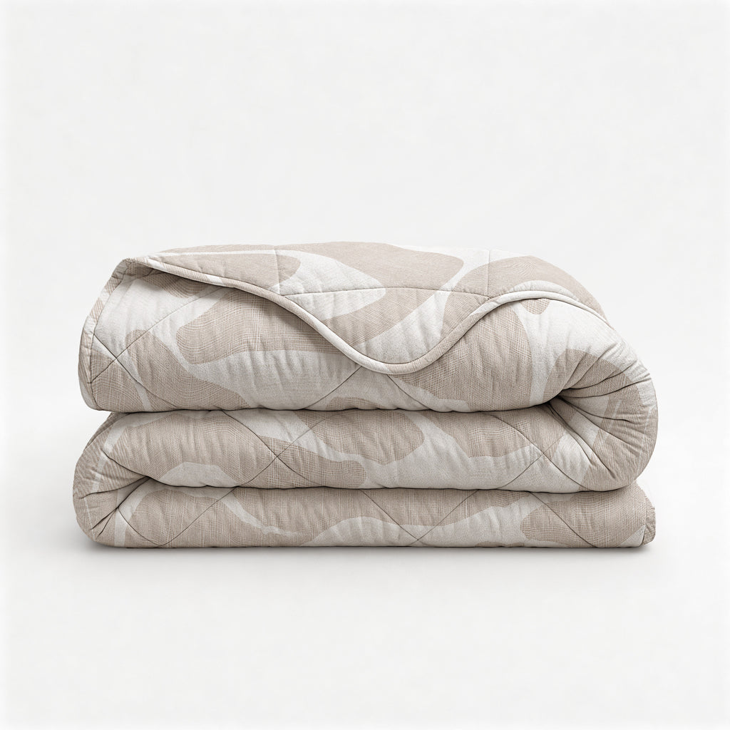 Lazy dekbed polyester microvezel Kello taupe/zand/wit 140 x 220 cm, dekbed en overtrek in één, met kussensloop