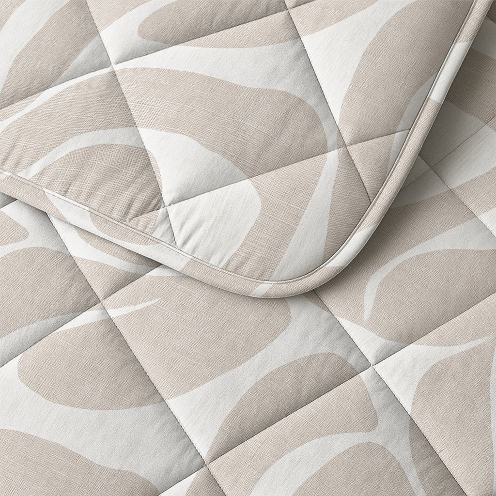 Lazy dekbed alles-in-één polyester microvezel Kello taupe/zand en wit 240 x 220 cm, met 2 kussenslopen