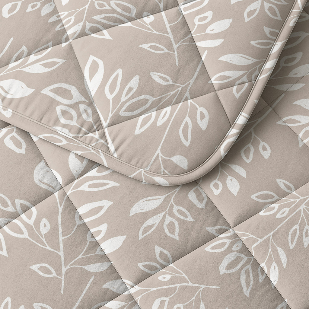 Lazy dekbed alles-in-één microvezel polyester Neva taupe/zand met wit 240 x 220 cm, met 2 kussenslopen