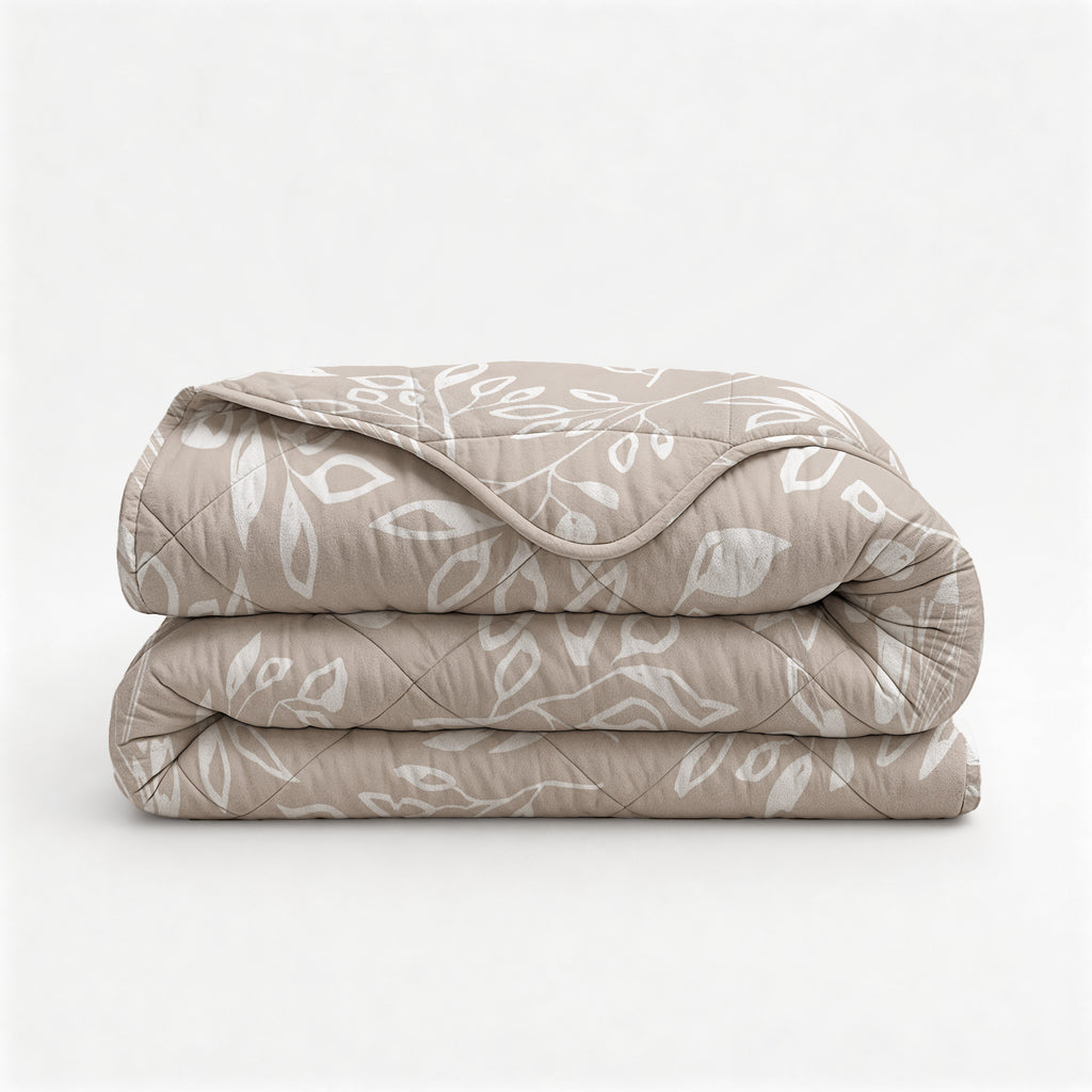 Lazy dekbed alles-in-één microvezel polyester Neva taupe/zand met wit 240 x 220 cm, met 2 kussenslopen