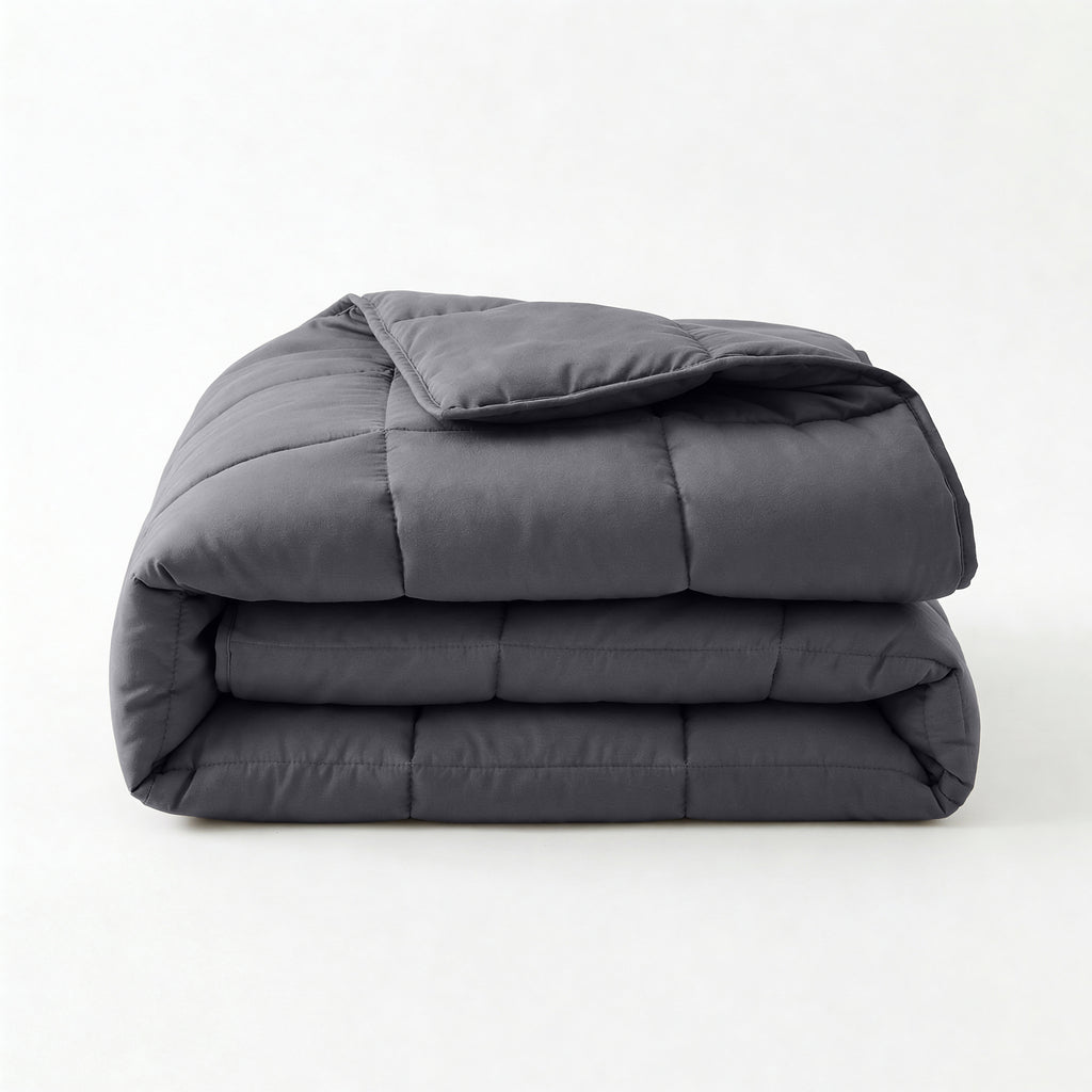 Lazy dekbed percale katoen antraciet 140 x 220 cm, dekbed en overtrek in één voor de slaapkamer