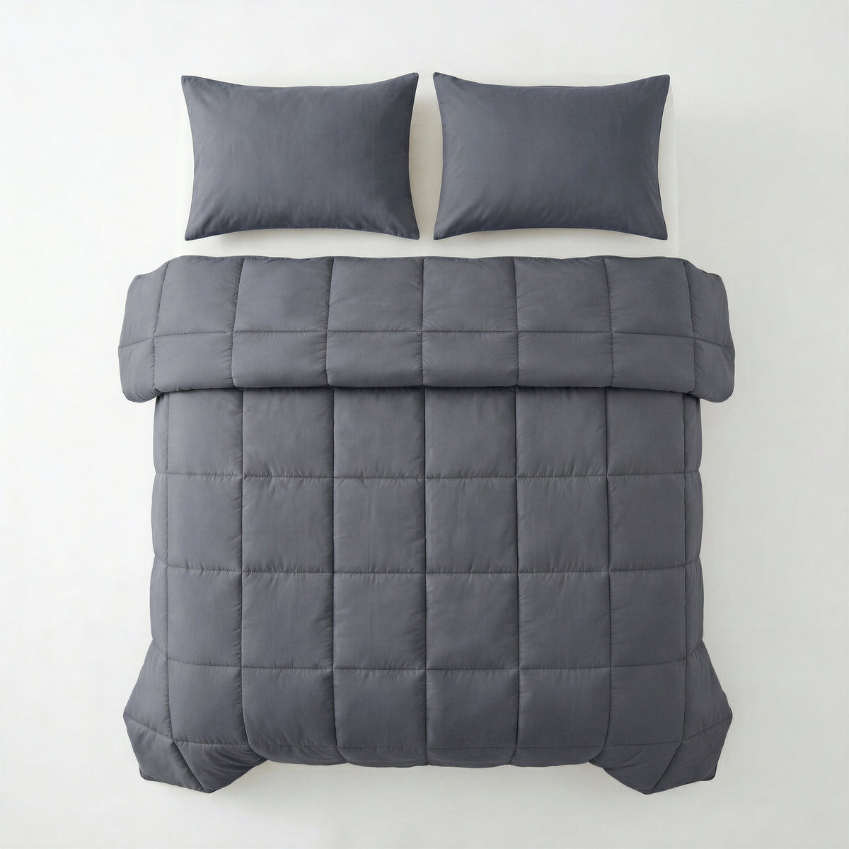 Lazy dekbed percale katoen antraciet 200 x 220 cm, dekbed en overtrek in één, voor de slaapkamer