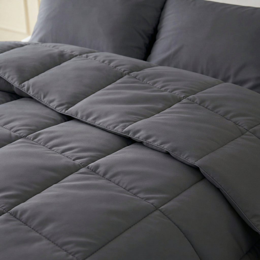 Lazy dekbed percale katoen antraciet 200 x 220 cm, dekbed en overtrek in één, voor de slaapkamer