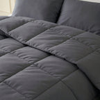 Lazy dekbed percale katoen antraciet 200 x 220 cm, dekbed en overtrek in één, voor de slaapkamer