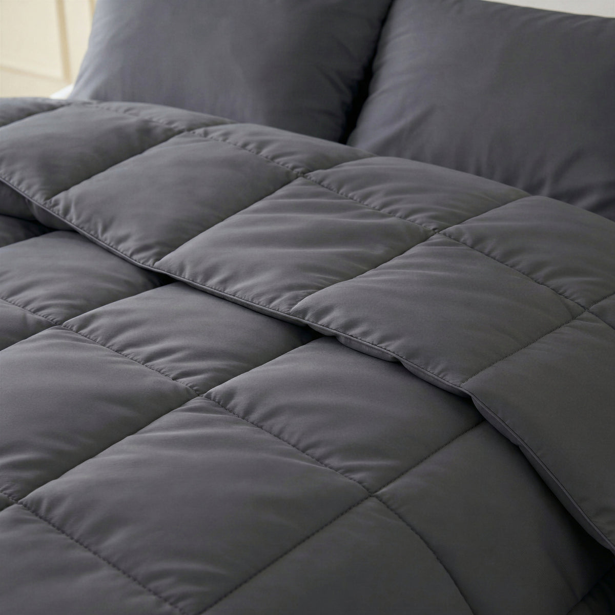Lazy dekbed percale katoen antraciet 200 x 220 cm, dekbed en overtrek in één, voor de slaapkamer