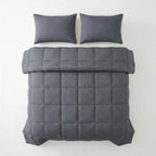 Lazy Dekbed katoen percale antraciet 240 x 220 cm, dekbed en overtrek in één voor tweepersoonsbed