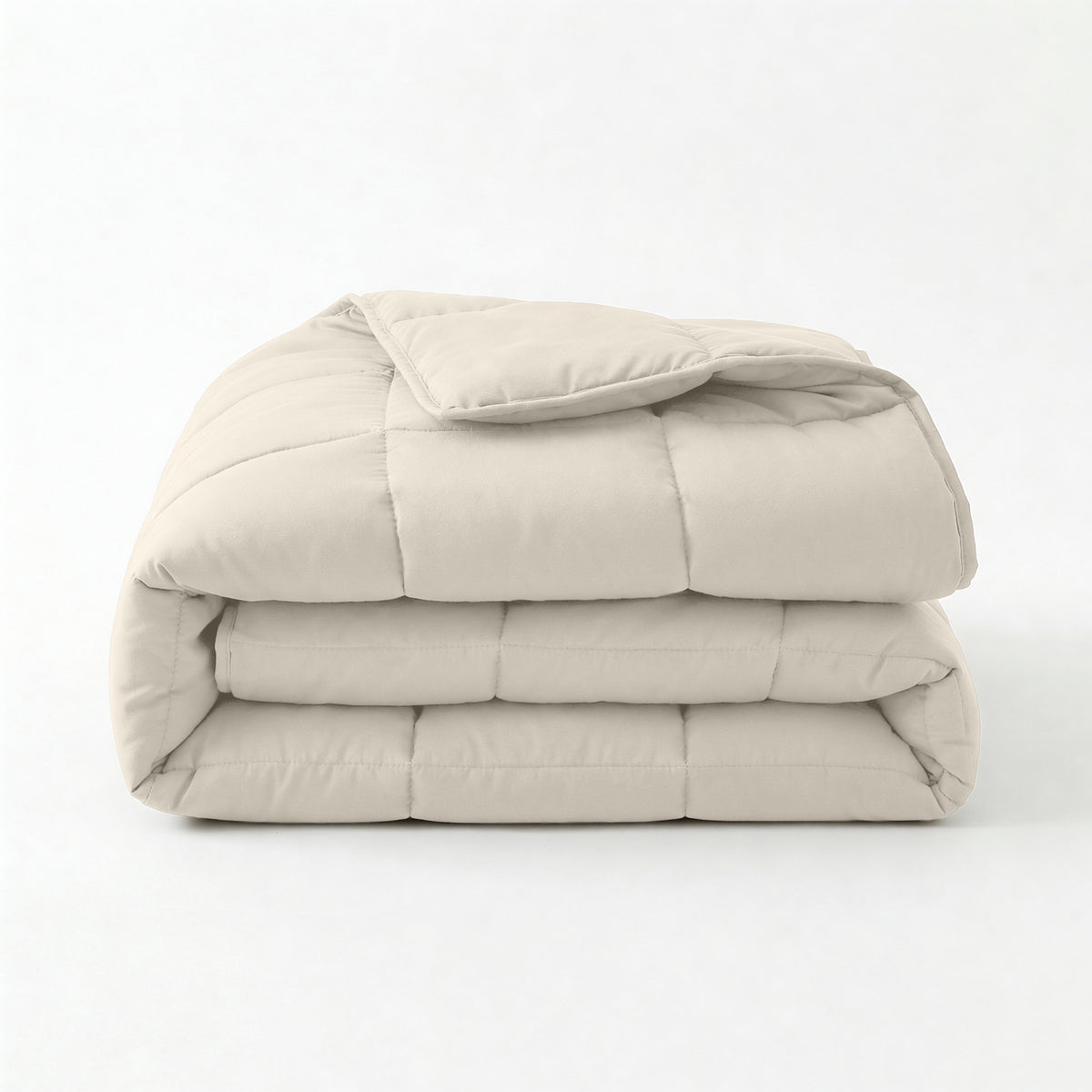 Lazy dekbed alles-in-één percale katoen beige 140 x 220 cm, dekbed en overtrek in één