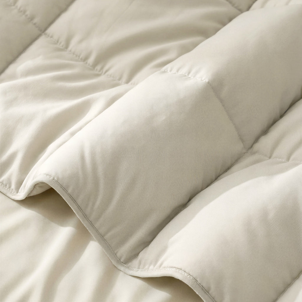 Lazy dekbed alles-in-één percale katoen beige 140 x 220 cm, dekbed en overtrek in één
