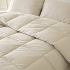 Lazy dekbed alles-in-één percale katoen beige 140 x 220 cm, dekbed en overtrek in één