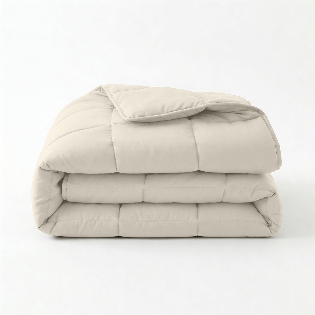 Lazy dekbed percale katoen beige 240 x 220 cm, dekbed en overtrek in één, wasbaar op 40°C
