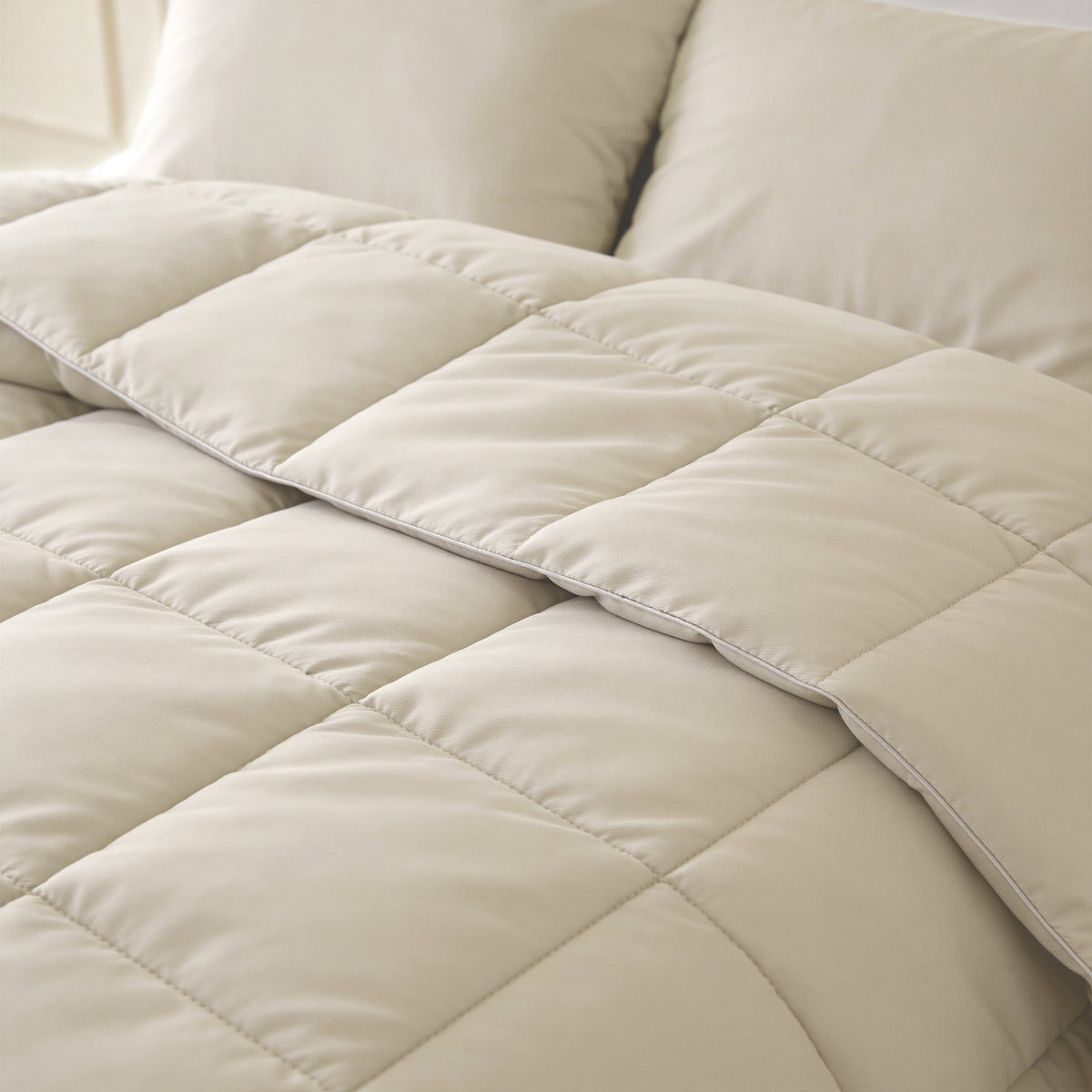 Lazy dekbed percale katoen beige 240 x 220 cm, dekbed en overtrek in één, wasbaar op 40°C