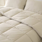 Lazy dekbed percale katoen beige 240 x 220 cm, dekbed en overtrek in één, wasbaar op 40°C