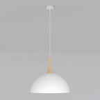 Hanglamp gepoedercoat staal en hout, Scandinavisch model Nautica, wit, 40 x 40 cm, voor woonkamer of eetruimte