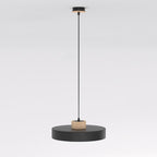 Hanglamp gepoedercoat staal en hout Scandinavisch Kivi zwart 35 x 35 cm, voor woonkamer of eetkamer