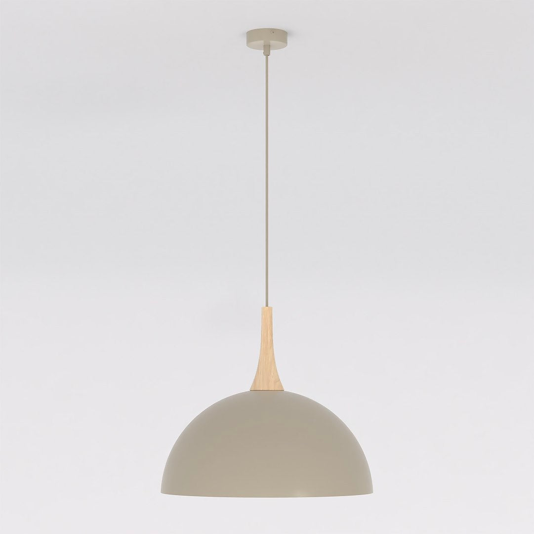Hanglamp gepoedercoat staal en hout Scandinavisch Nautica beige 40 x 40 cm voor woonkamer of eetruimte