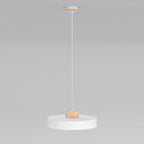 Hanglamp gepoedercoat staal en hout Scandinavisch Kivi wit, 1 fitting E27, verstelbare hoogte, breedte 35 cm