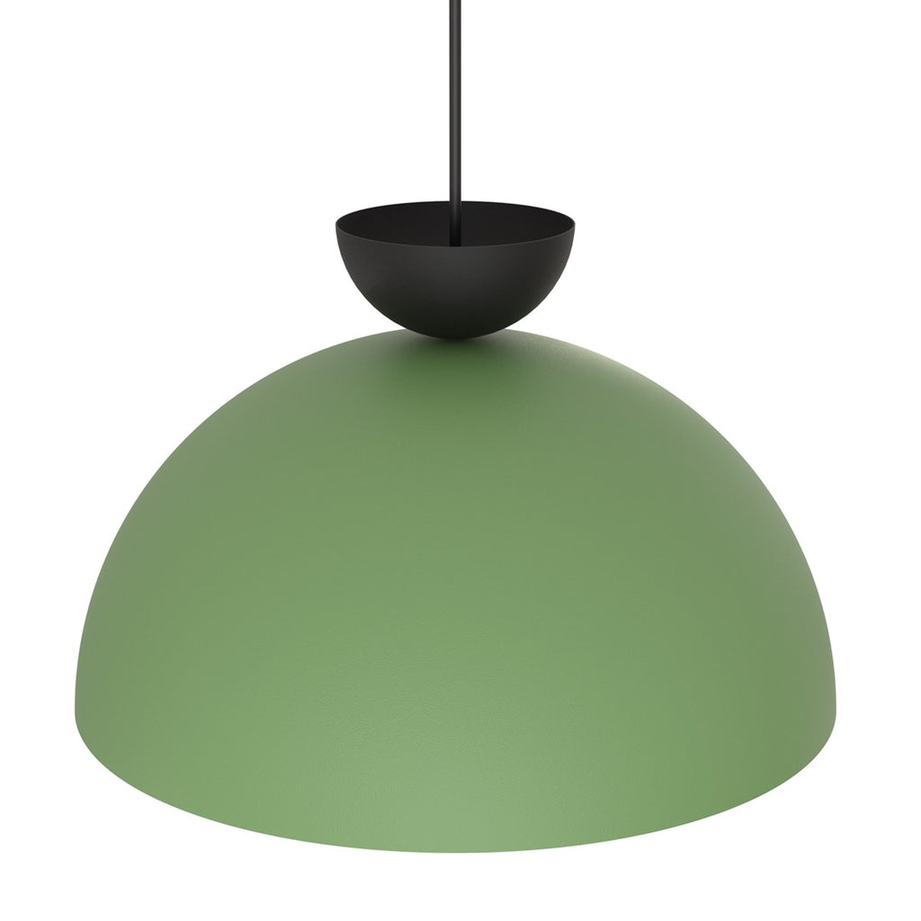 Hanglamp gepoedercoat staal Lunaro industrieel, groen met zwarte details – Ø 40 cm, verstelbare ophanging