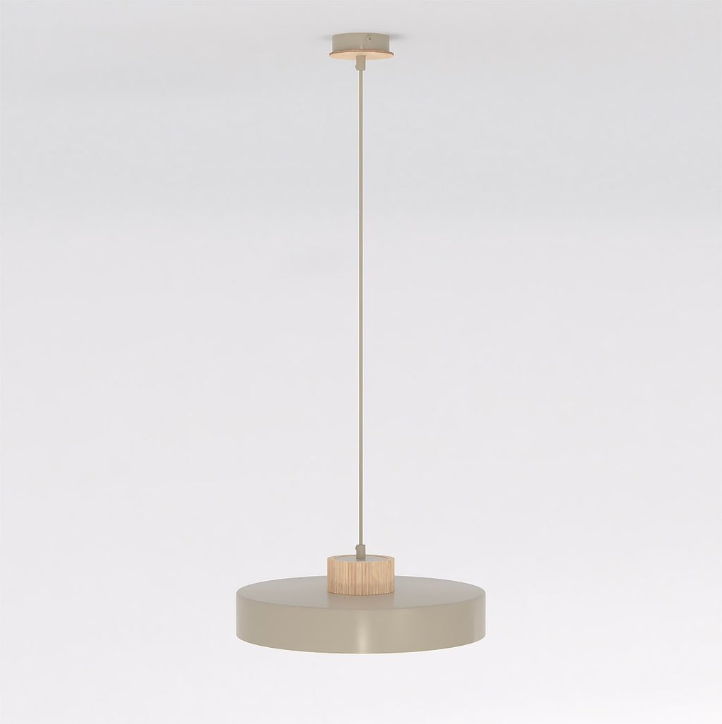Hanglamp gepoedercoat staal en hout Scandinavisch Kivi beige Ø 35 cm, 1 fitting E27, woonkamer