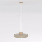 Hanglamp gepoedercoat staal en hout Scandinavisch Kivi beige Ø 35 cm, 1 fitting E27, woonkamer