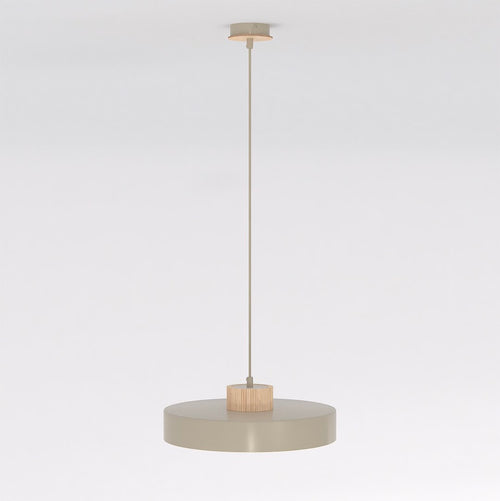 Hanglamp gepoedercoat staal en hout Scandinavisch Kivi beige Ø 35 cm, 1 fitting E27, woonkamer