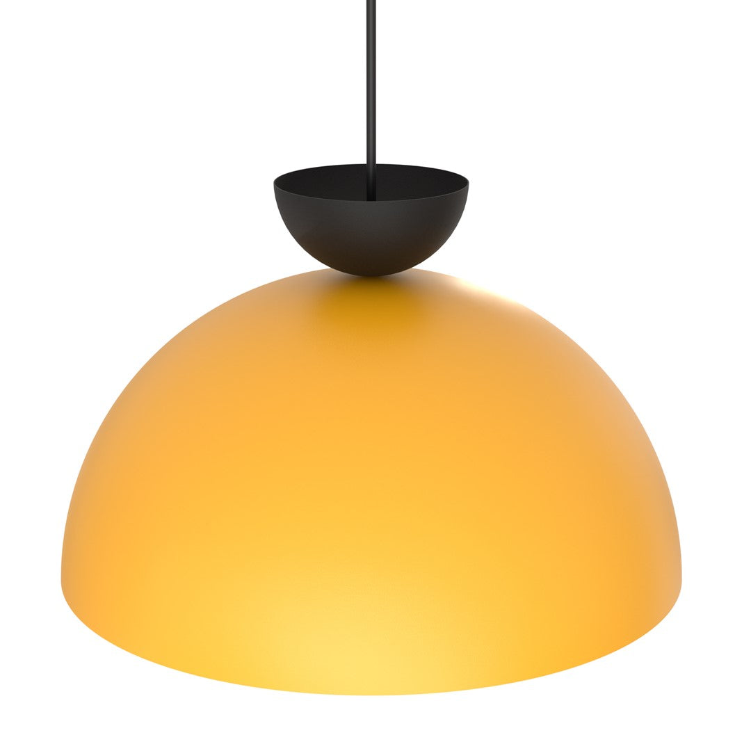 Hanglamp gepoedercoat staal industrieel Lunaro oranje met zwart, Ø 40 cm, voor eettafel of woonkamer