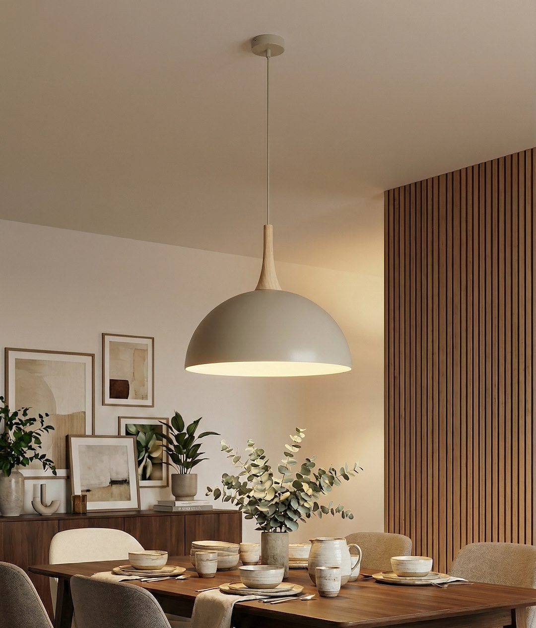 Hanglamp gepoedercoat staal en hout Scandinavisch Nautica beige 40 x 40 cm voor woonkamer of eetruimte