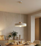 Hanglamp gepoedercoat staal en hout Scandinavisch Kivi wit, 1 fitting E27, verstelbare hoogte, breedte 35 cm